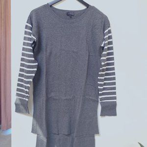 The Limited - Size S - Grey with White Striped Sleeves Tunic